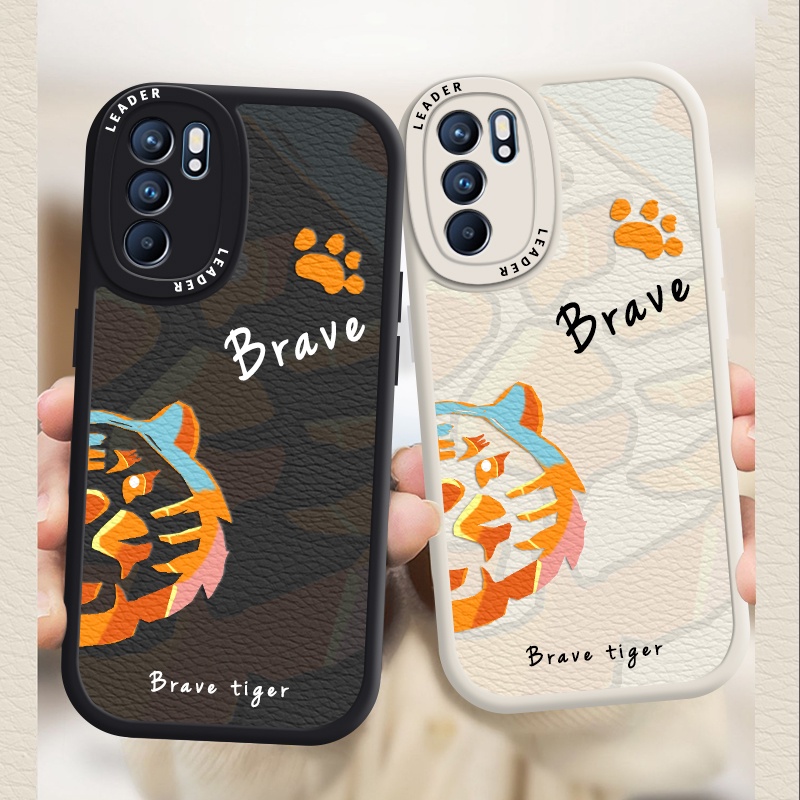 Case OPPO Untuk A3s A5s A9 2020 A11K A12 A15 A16 A31 A33 A52 A54 A57 A74 A76 A92 A95 A96 Warna Kontras Graffiti Brave Tiger Soft Casing F9 F11 Reno 4 5 6 7Z