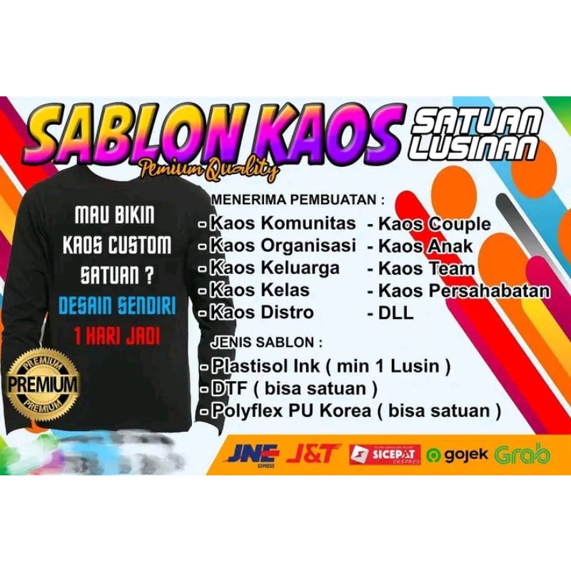Costum Kaos sablon Dtf,rubber Plastisol