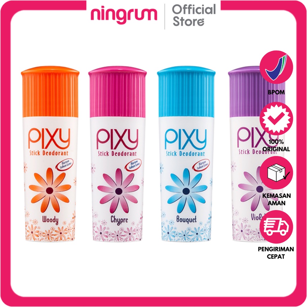 Ningrum - PIXY Stick Deodorant 34g | Pengharum Ketiak Anti Bau Badan BPOM Bouquet Chypre Violette Woody 100% Original - 8042