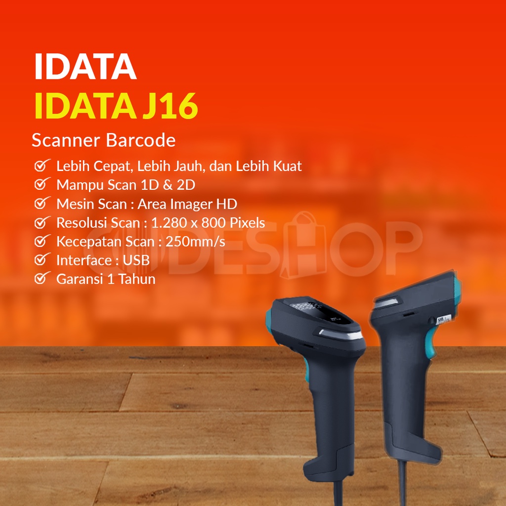 Barcode Scanner IDATA J16 Wireles Scan 1D &amp; 2 D Imager USB ORIGINAL GARANSI