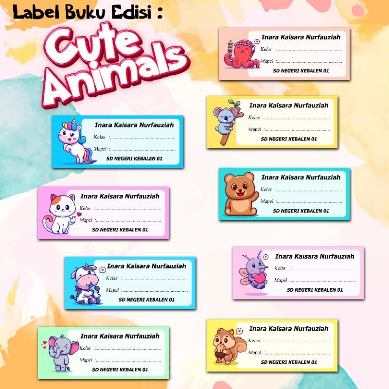 

Sticker Label Nama Buku Mata Pelajaran Edisi Cute Animal