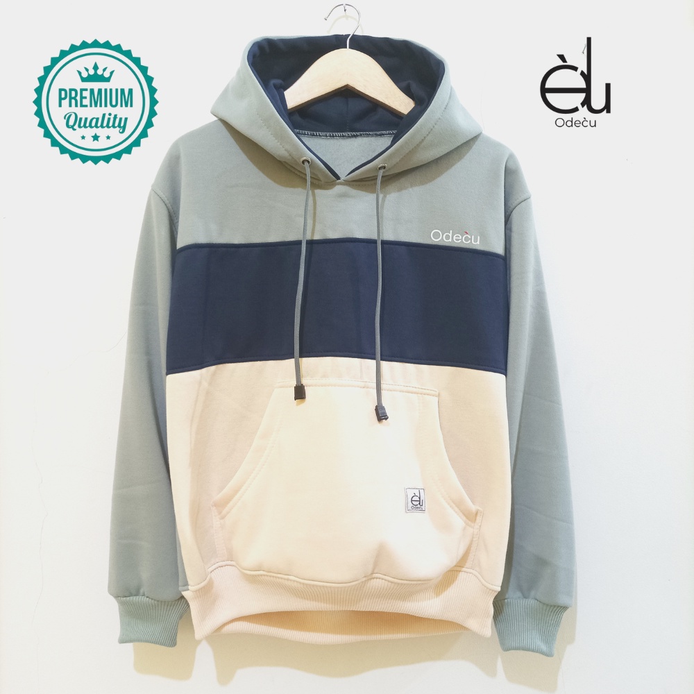 ODECU PREMIUM HOODIE VERTICAL SAGE NAVY VANILLA SWEATER OVERSIZE WANITA PRIA