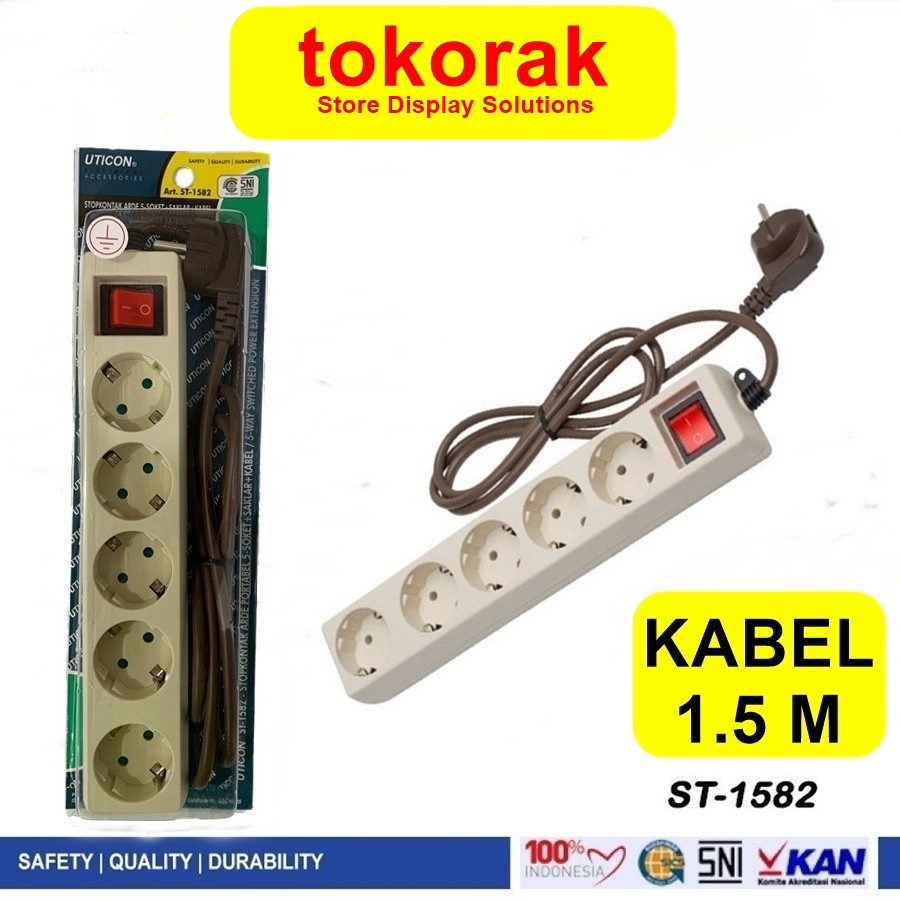 STOP KONTAK 5 LB ARDE + SAKLAR UTICON ST 1582 - COLOKAN EXTENTION