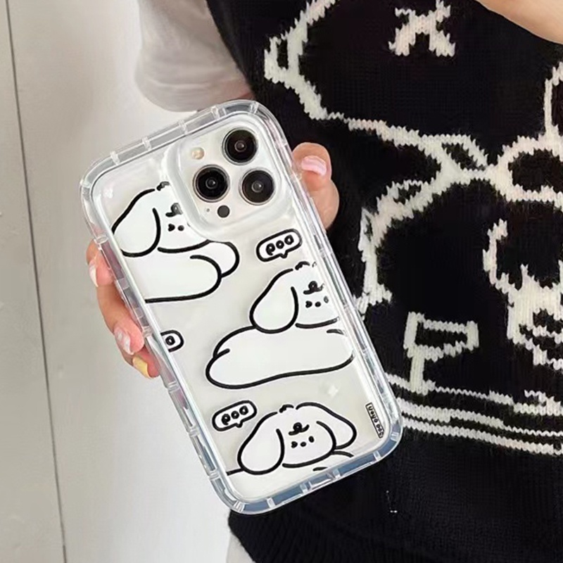 Soft Case Silikon TPU Transparan Motif Anjing Untuk IPhone 14 13 12 11 Pro XS Max X XR 8 7 6 6S Plus