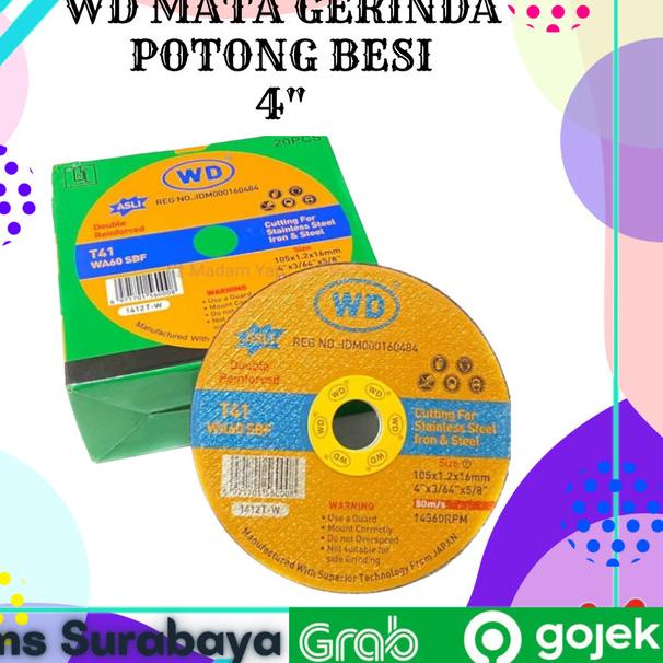 1 kotak isi 20 potong wd besi mata gerinda potong wd isi 20 pcs Ori