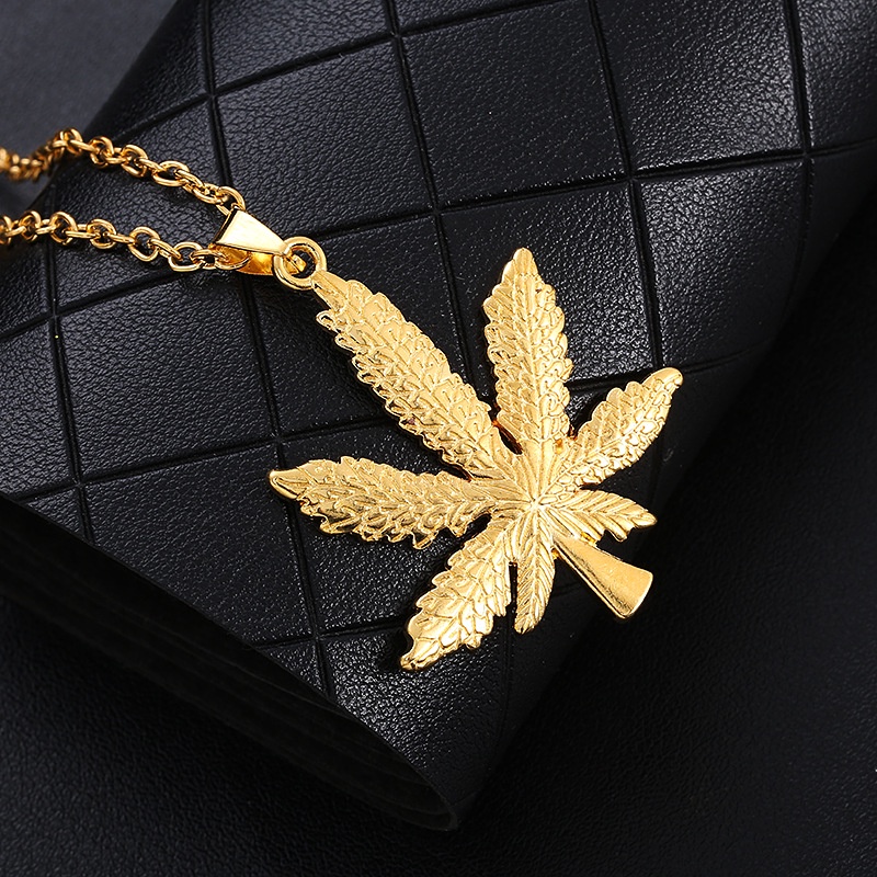 Kalung Liontin Daun Maple Hegemony Gaya Retro Hip-Hop Untuk Pria Dan Wanita