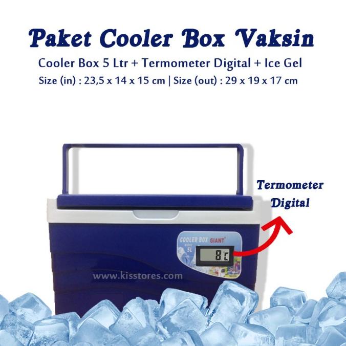 Vaccine Carrier Box + Thermometer Digital / Cooler box Vaksin