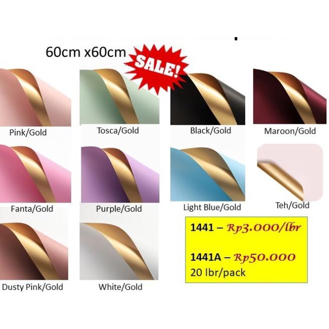 

20lbr flower wrapping paper - bi color golden cellophane 1441A - pink/gold