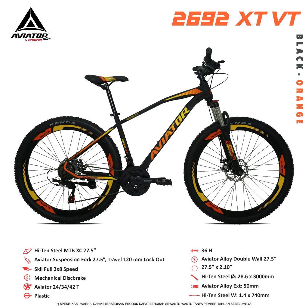 SEPEDA GUNUNG MTB 27,5&quot; AVIATOR 2692 XT VT