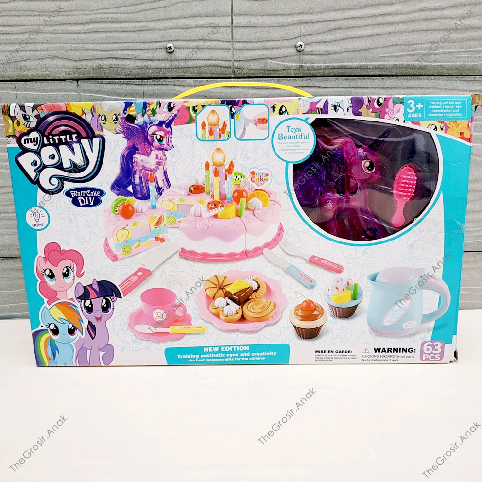 My Little Pony Fruit Cake DIY Mainan Birthday Cut Cake Kue Potong Ulang Tahun