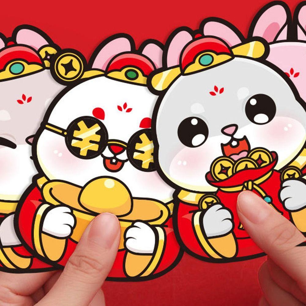 Preva 18pcs Amplop Merah Perlengkapan Pesta Kartun Tahun Kelinci Hongbao