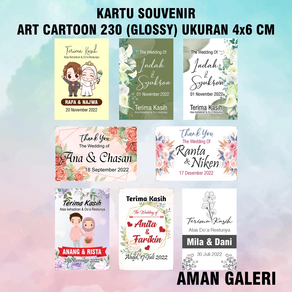 Jual Kartu ucapan untuk souvenir Custom Nama Ukuran 4x6 cm | Shopee