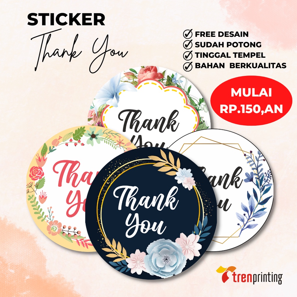 Cetak Stiker Satuan Thank You , Stiker Label, Stiker Custom, Stiker Custom