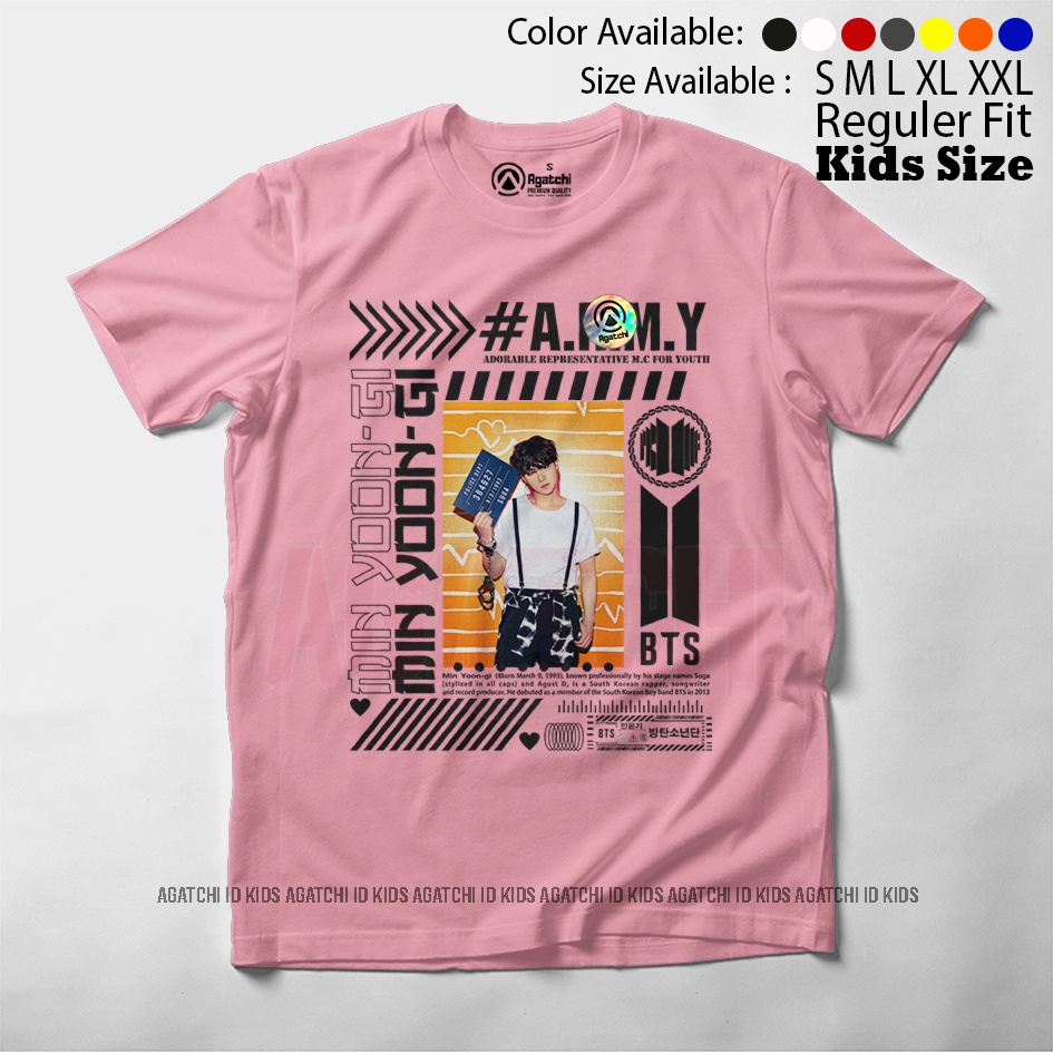 Baju Kaos Atasan Anak Perempuan Motif BTS Min Yoon - Gi / Suga