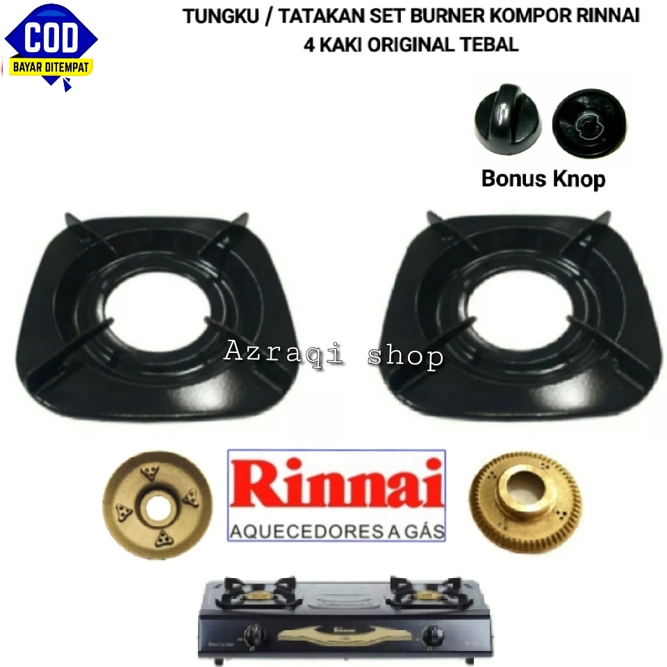 Tungku kompor + burner kecil kompor Rinnai original tebal kaki 4 untuk 2 tungku dan 1 tungku gratis 