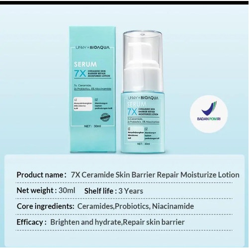 BIOAQUA 7X CERAMIDE SKIN BARRIER REPAIR MOISTURIZE EMULSION FACE LOTION 30ML FOR ALL SKIN TYPES SERUM PENCERAH KULIT BRIGHTLY SERUM BIOAQUA BPOM ORIGINAL