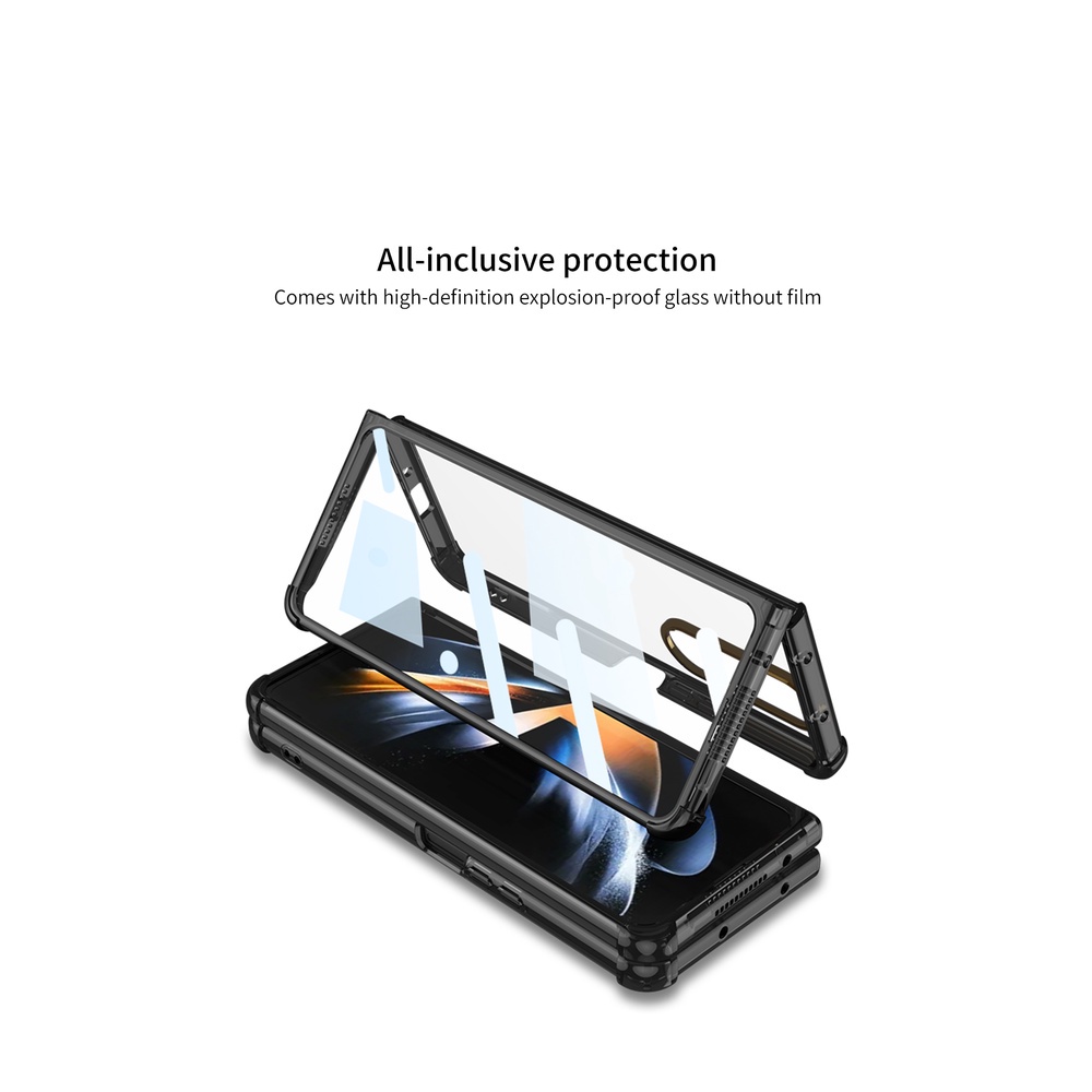 Airbag Case Transparent Mobile Phone Case for Samsung Galaxy Z Fold 4 Creative Anti-fall Clear Protective Cover