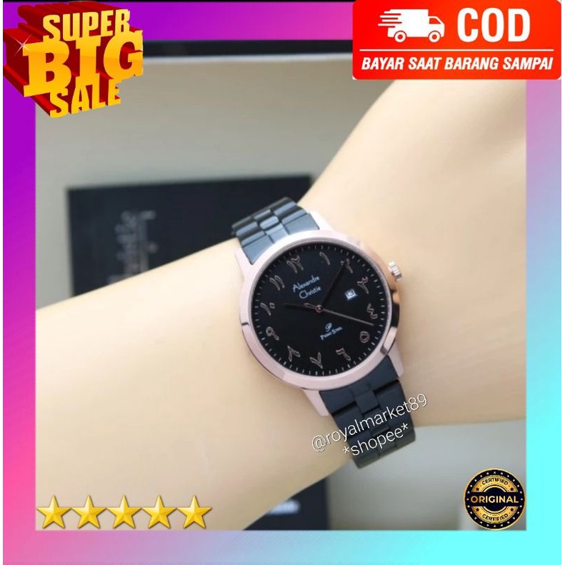 [PILIHAN WARNA LAIN GESER FOTONYA] ORIGINAL JAM TANGAN WANITA ALEXANDRE CHRISTIE ARABIC RANTAI STAIN