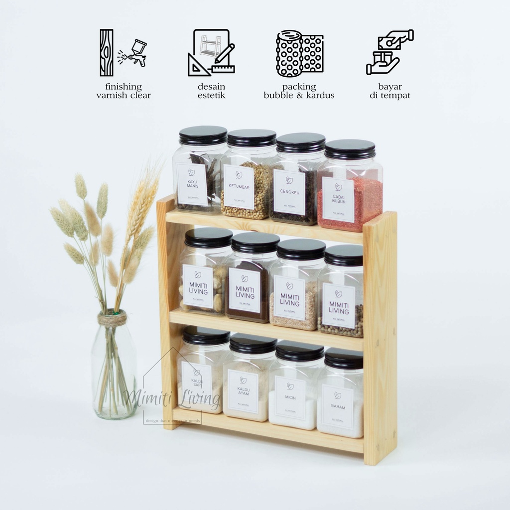 rak toples kayu estetik / rak toples minimalis / rak pajangan