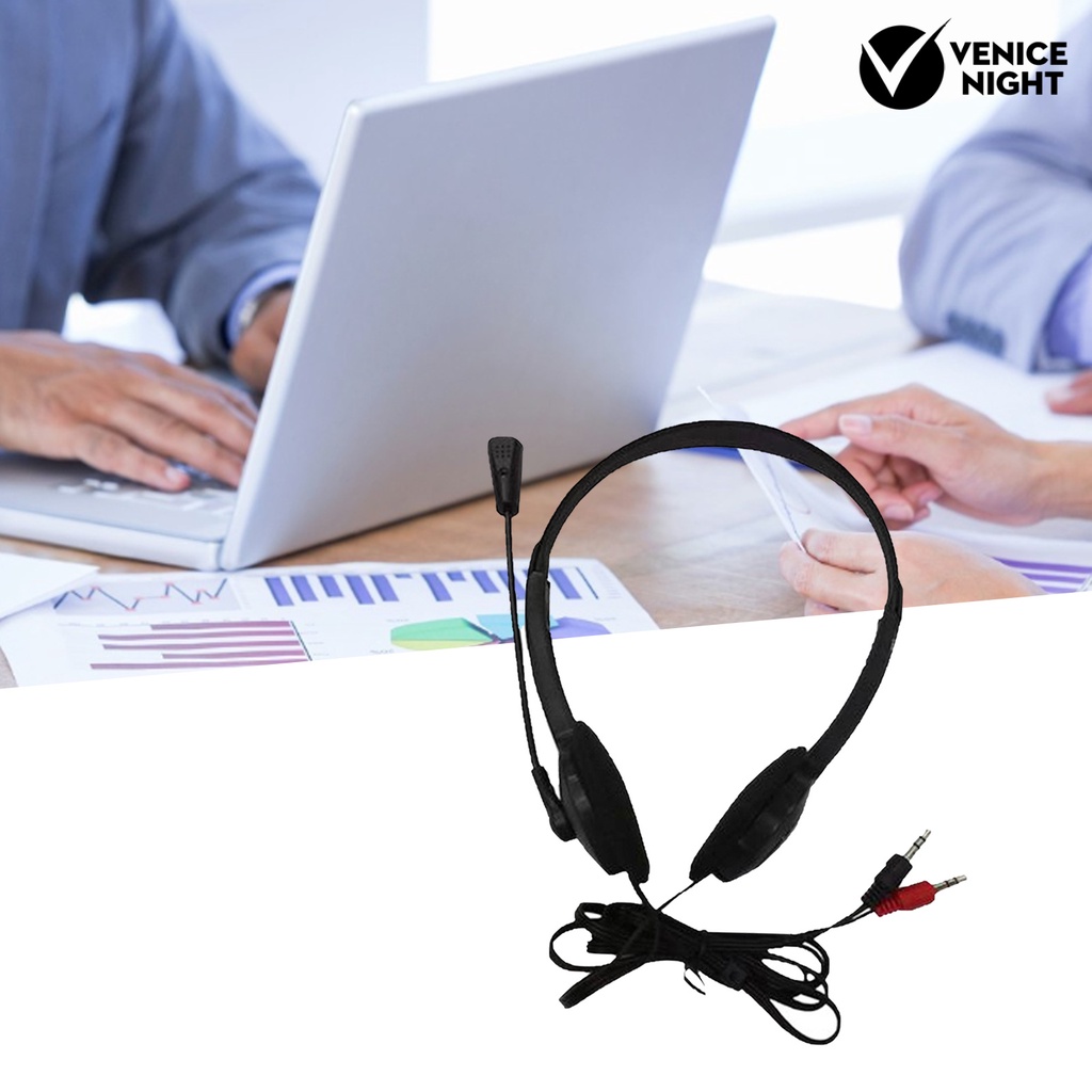 (VNEP) (Berkabel) Headphone Universal dengan Mic Plastic 3.5mm Over-ear Stereo Headset untuk Rumah