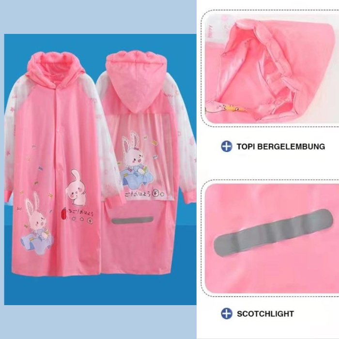 JAS HUJAN ANAK PEREMPUAN MANTEL HUJAN MOTOR ANAK COWOK RAINCOAT KIDS KOREA JAKET IMPORT D20