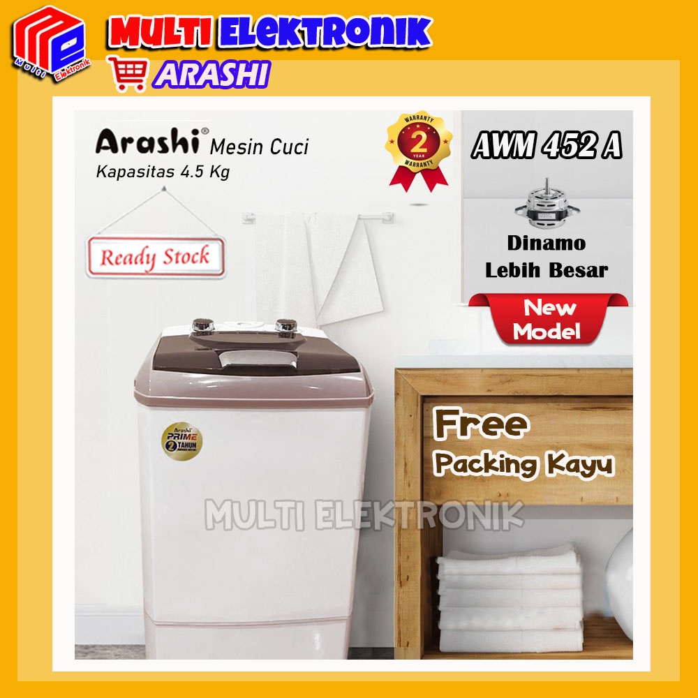 Mesin Cuci Portabel Arashi AWM 452A Free Packing Kayu - Garansi Resmi 2 Tahun