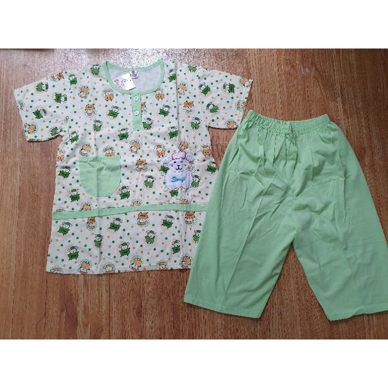 Babydoll wanita baju tidur Sielie 3/4 seri warna2 muda setelan celana pendek