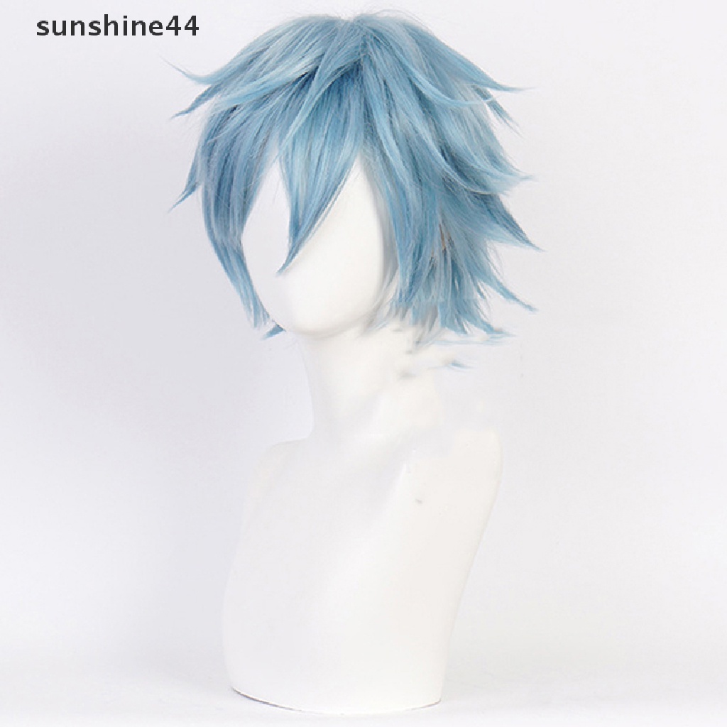 Sunshine Wig / Rambut Palsu Anime Shigaraki Tomura Warna Abu-Abu Biru Untuk Kostum Cosplay