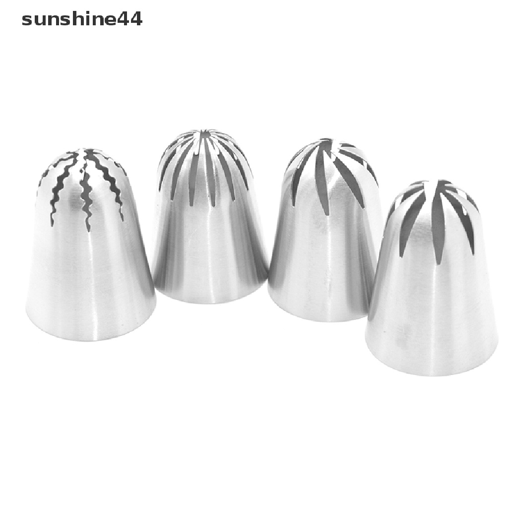 Sunshine 4pcs / Set Spuit Piping Bahan Stainless Steel Untuk Dekorasi Kue