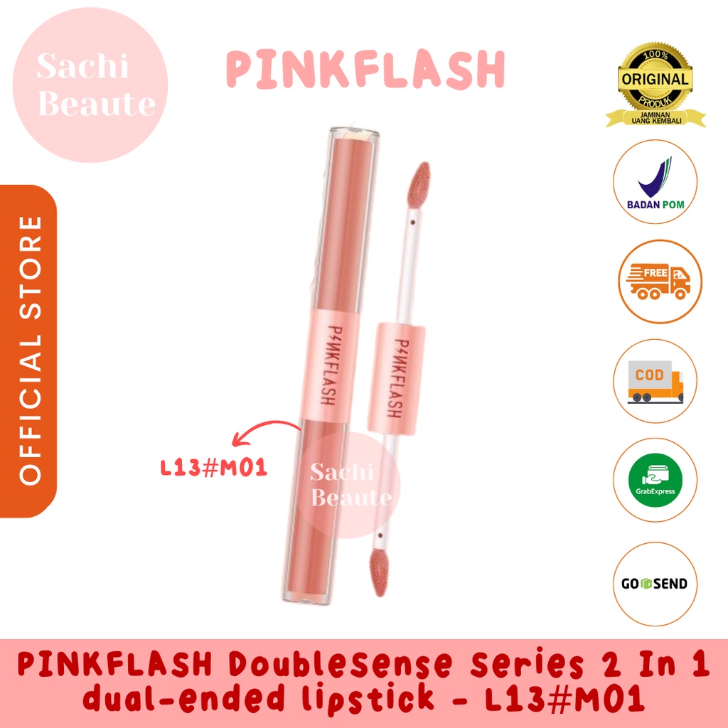 PINKFLASH 2 IN 1 Double Effect Lipstik Ombrelips Liquid Matte Velvet Lipstick Lightweight High Pigment Lasting Lipstik - M01