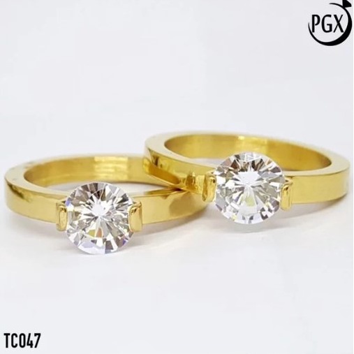 PGX Cincin Titanium Couple Tunangan Aksesoris Fashion Perhiasan Anti Karat - TC070