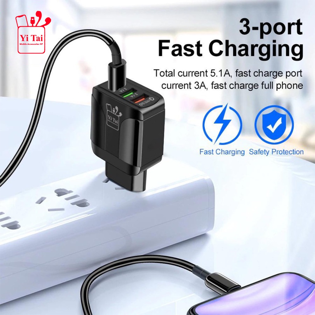 CHARGER 3USB QUICK CHARGE 3.0 YI TAI F002C - BATOK CHARGER 3USB YI TAI - BC