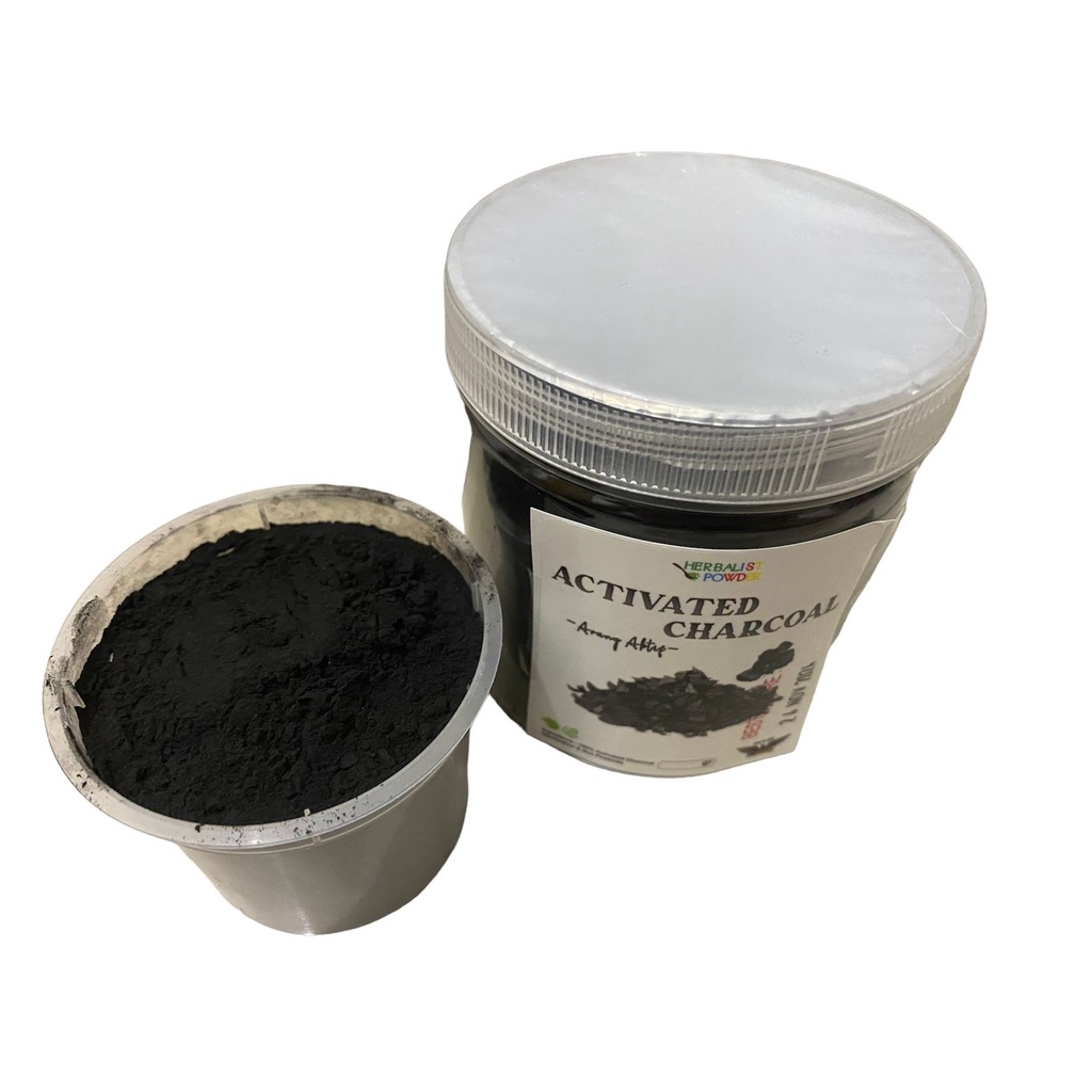 Activated Charcoal Powder Organik karbon aktif arang bubuk Jar 200g