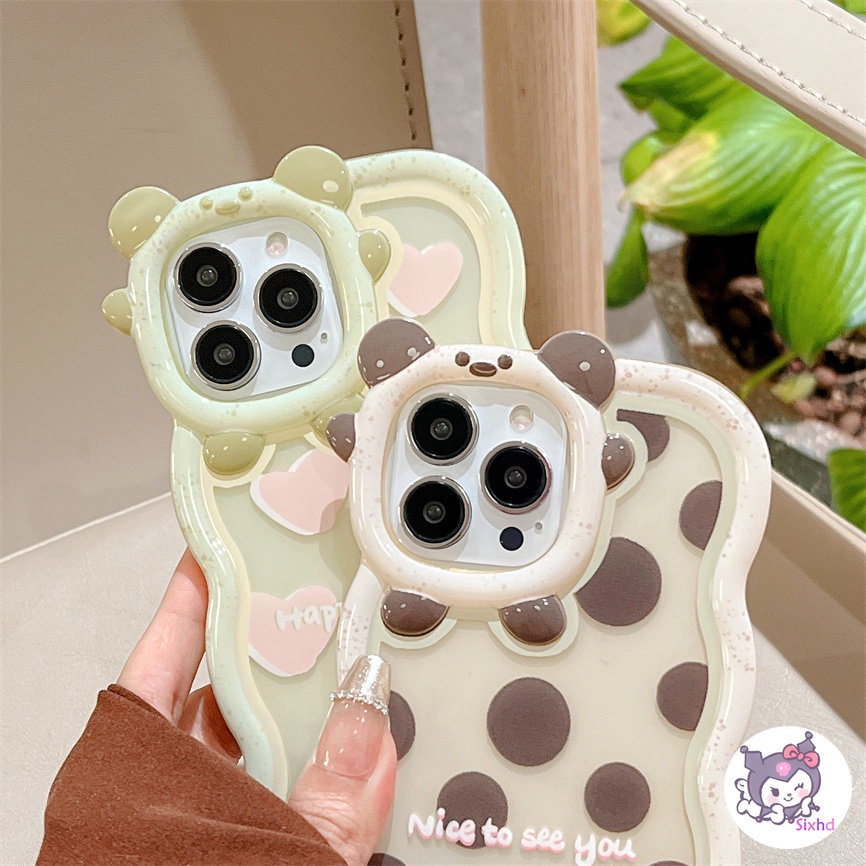 Soft Case Pelindung Lensa Motif Titik Gelombang Untuk iPhone 14 13 12 11 Pro Max XR Xs Max 7 8 6 6s Plus