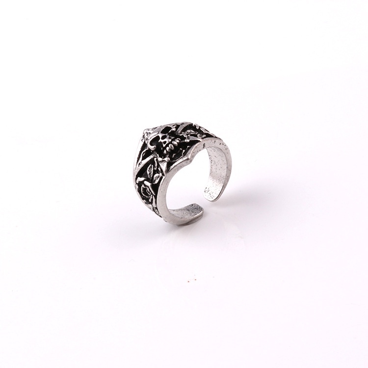 Cincin Bahan Alloy Motif Tengkorak Gaya vintage Untuk Pria