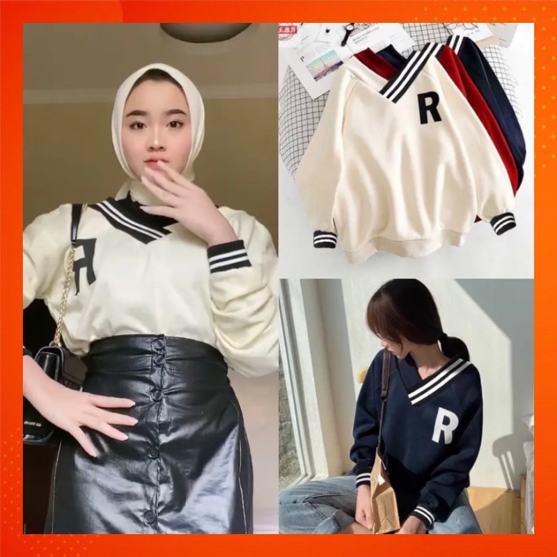 PARIROO SWEATER V NECK R / SWEATER V NECK INITIAL R / R V NECK SWEATER / SWEATER V NECK COFFEE / SWE