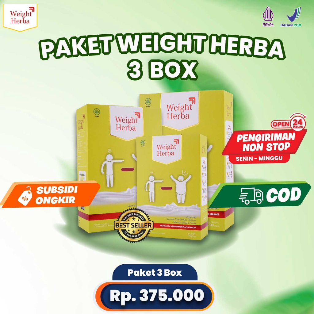 

WEIGHT HERBA 3 BOX - Susu Penambah BB Susu Kambing Etawa Penambah Nafsu Makan