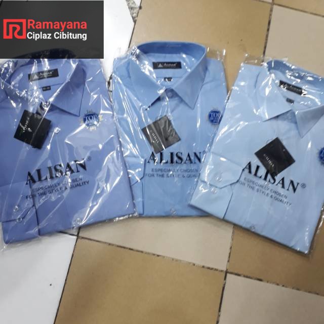 Kemeja Alisan Polos Reguler & Slimfit Biru Muda B3 B2 B1 Lengan Panjang