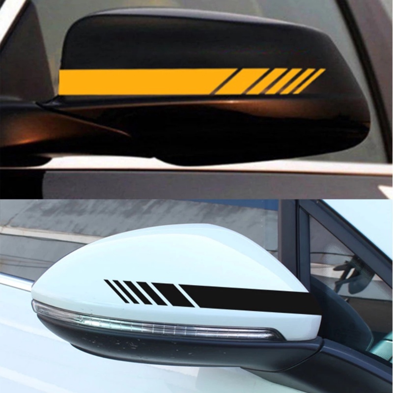 Stiker Kaca Spion Mobil Motif Garis Warna-Warni Anti Air