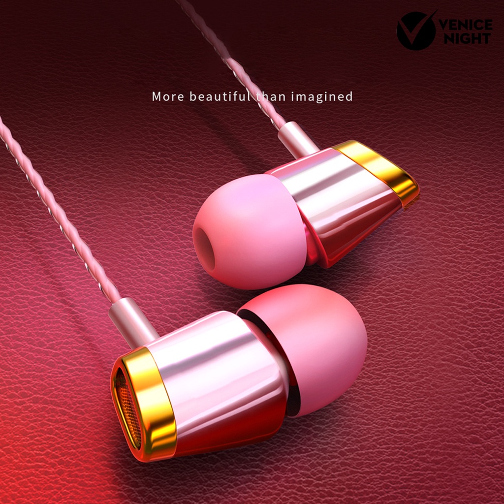 (VNEP) (Berkabel) Earphone In-ear Heavy Bass 1.2m 3.5mm Universal Sport Music Headset dengan Mic untuk Ponsel