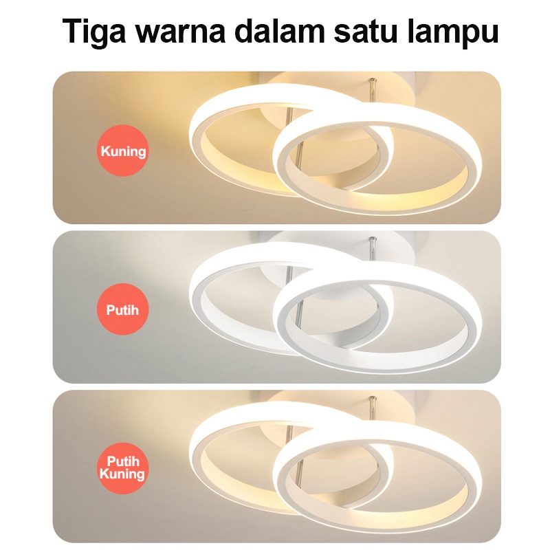 Home Lighting Lampu Plafon 3Warna LED Ceiling Light Lampu Hias Rumah Ruang Tamu Kamar Minimalis Tempat Lampu Plafon Ceiling Lampu