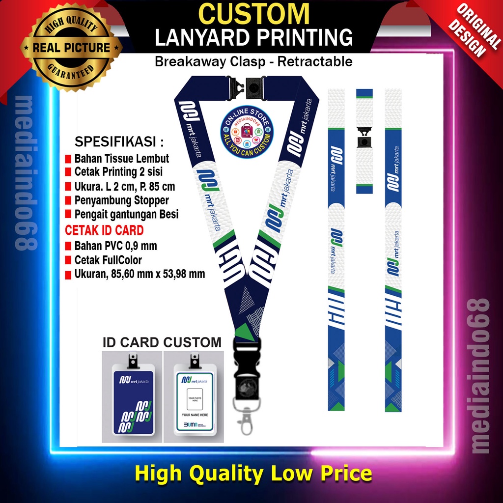 

Custom Lanyard Breakaway Clasp-Retractable, Card Holder & Strap HP, Ganci, Flashdisk.