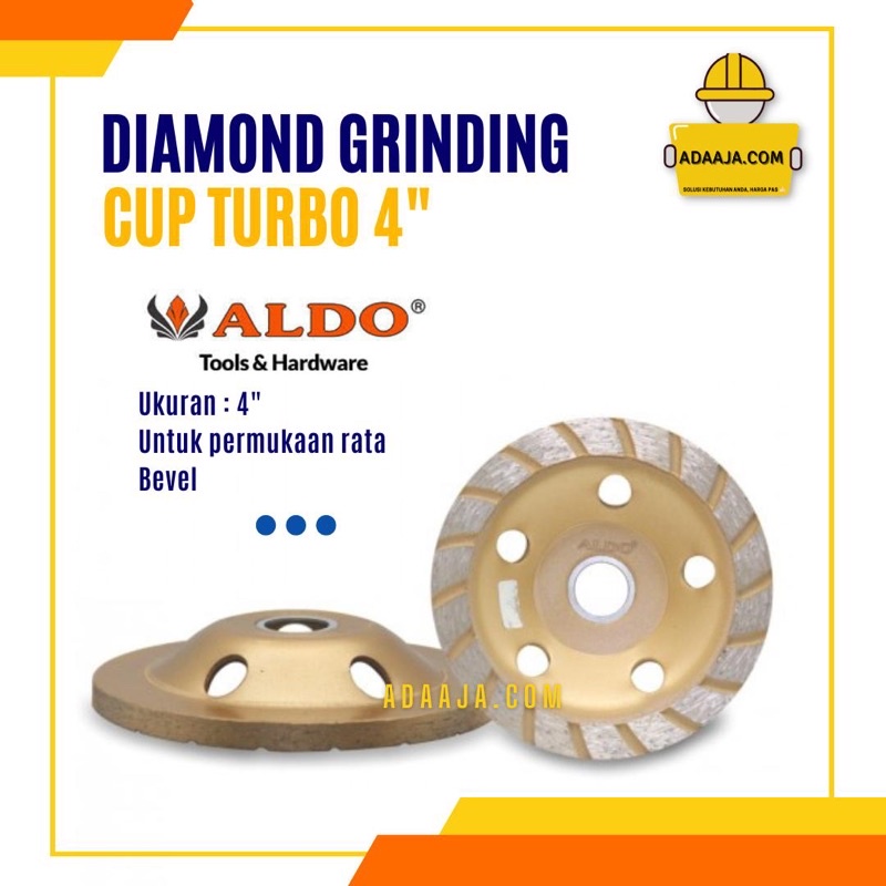 Diamond Grinding Cup Wheel Batu Mata Gurinda Gerinda Mangkok 4” - Aldo