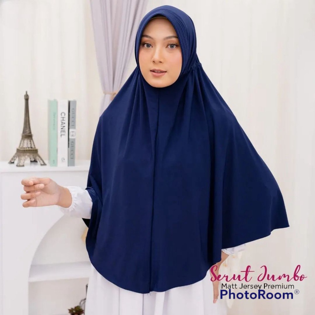 Jilbab Serut Jokowi Jumbo XL Bergo serut Hamidah Spandek Jersey Hijab Adiba