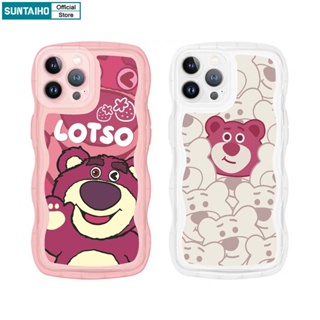 Suntaiho  Soft Case TPU Transparan Motif Strawberry Bear Untuk for iPhone 14 11 12 13 Pro Max XS X XR XS Max 7 8 Plus