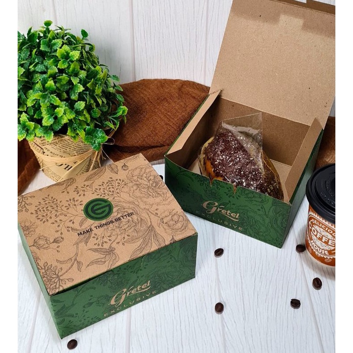 

isi 50 uk 12x12 12x14 12x16 dus kue dus snack gretel exclusive brown praktis tidak perlu merakit