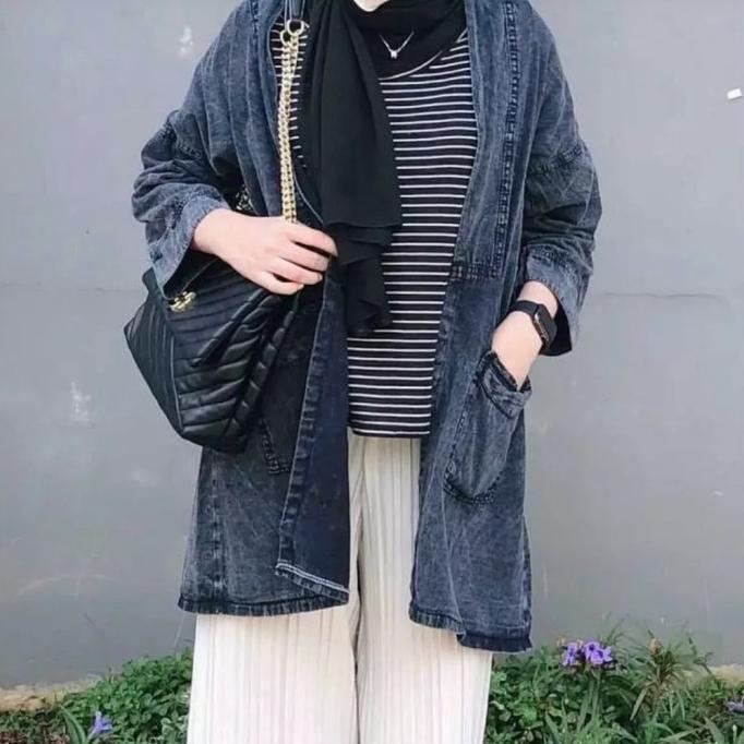 Keiza Blazer Jeans Wanita Jumbo Oversize Jaket Wanita Cardigan Storaadina