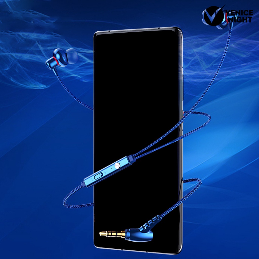 (VNEP) (Berkabel) Earphone Stereo Mega Bass Volume Adjustable 3.5mm Wire Control dengan Mic In-ear Earbud untuk Live Streaming