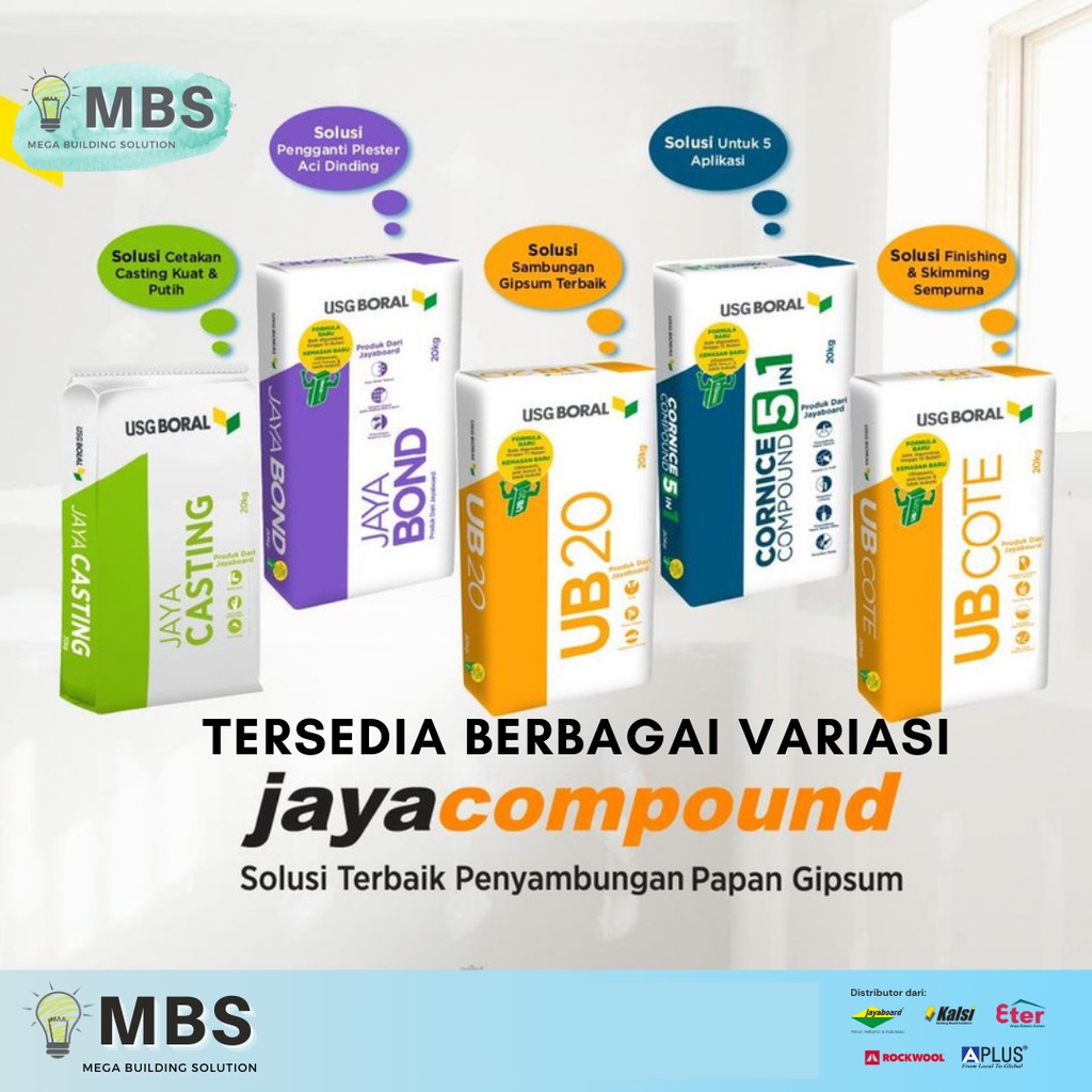 JAYACOMPOUND Variasi - Cornice Compound 5in1 + UB20 + Cornice Casting + Jayabond -  Kompon Gipsum Re