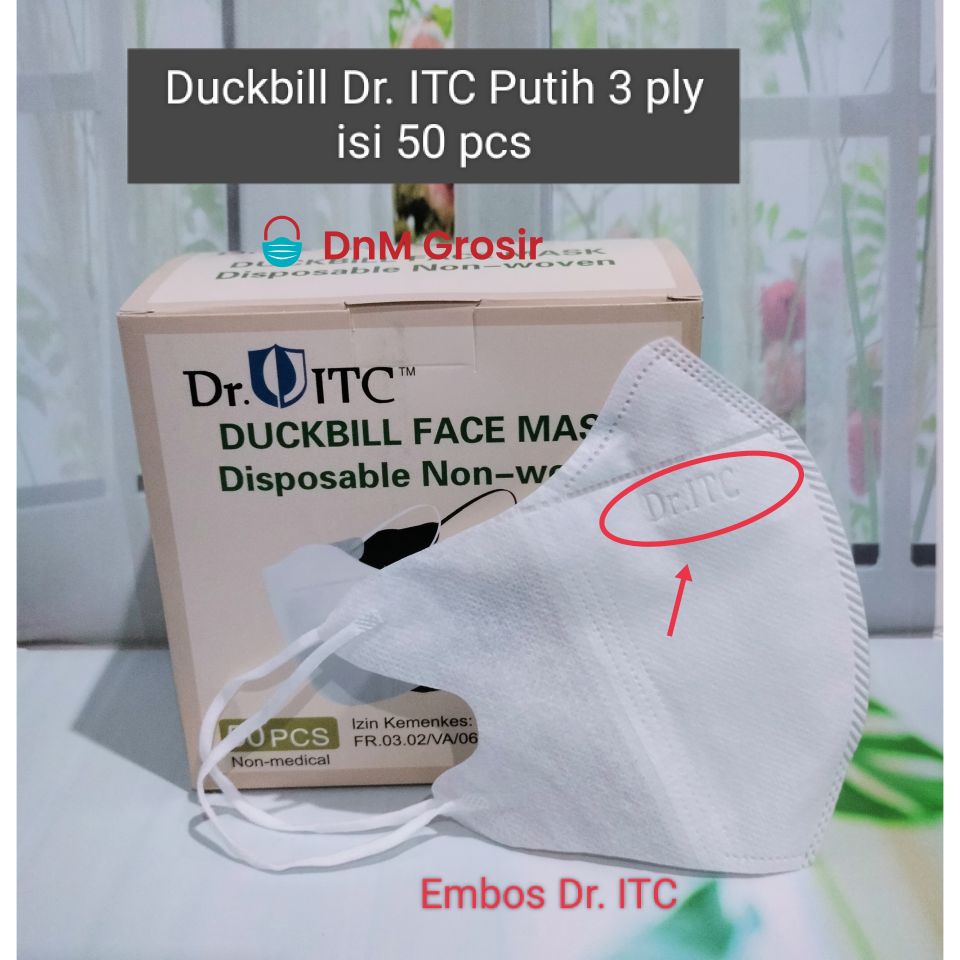 Masker Duckbill Hitam Putih Face Mask 3 ply isi 50 Pcs